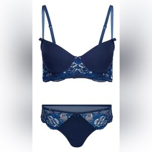 Adore Me Missy Unlined Demi Bra and Brazilian Panty Set 38DDD/M